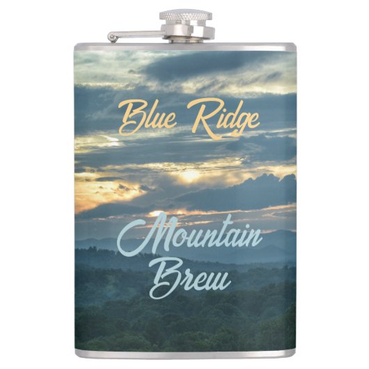 Blue Ridge Mountains Brew Sunset Fotografisch Heupfles (Voorkant)