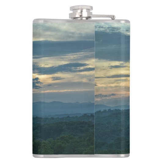 Blue Ridge Mountains Brew Sunset Fotografisch Heupfles (Achterkant)