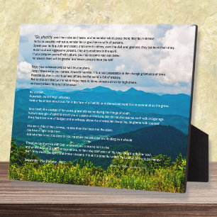 Blue Ridge Mountains Desiderata Plaque Fotoplaat