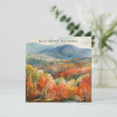 Blue Ridge Mountains Fall Watercolor Wedding Kaart (Staand voorkant)