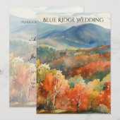 Blue Ridge Mountains Fall Watercolor Wedding  Kaart (Voorkant / Achterkant)