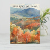 Blue Ridge Mountains Fall Watercolor Wedding  Kaart (Staand voorkant)