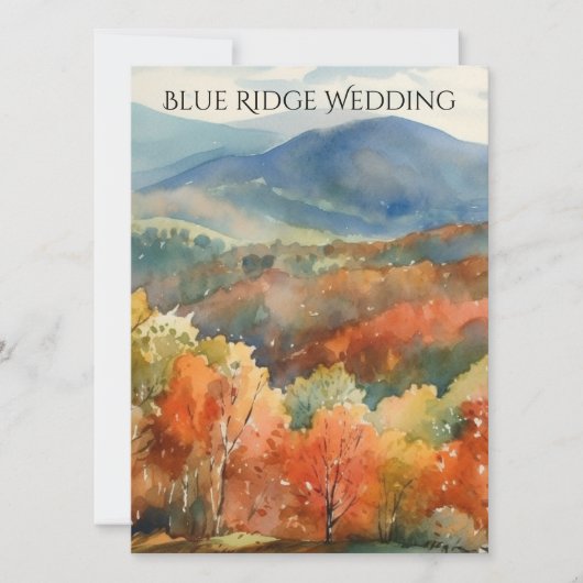 Blue Ridge Mountains Fall Watercolor Wedding  Kaart (Voorkant)