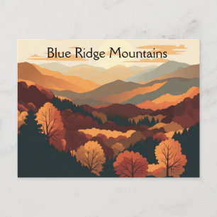 Blue Ridge Mountains Grafische Natuur Ansichtkaart Briefkaart
