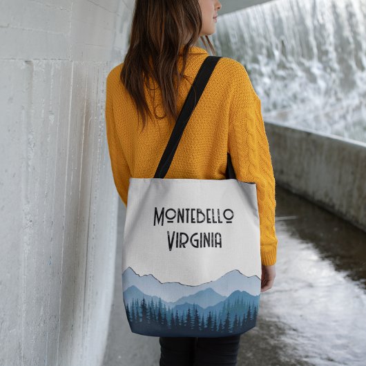 Blue Ridge Mountains, Montebello aanpasbaar Tote Bag