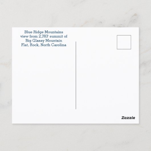 Blue Ridge Mountains North Carolina Briefkaart (Achterkant)