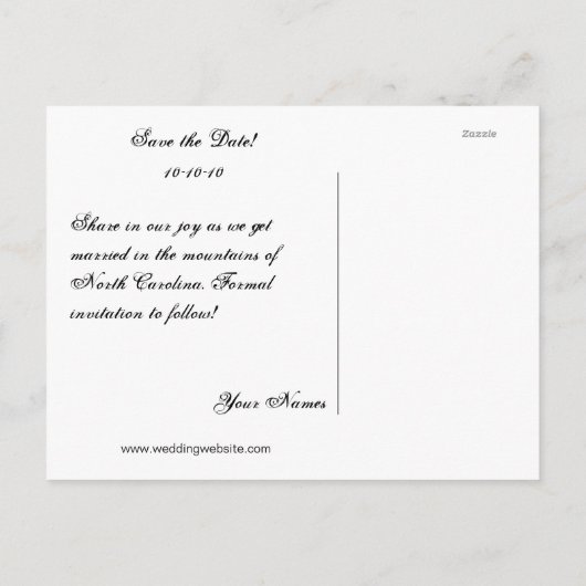 Blue Ridge Mountains redden de datum Aankondigingskaart (Achterkant)