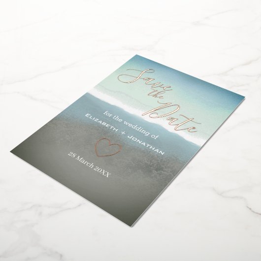 Blue Ridge Mountains Save the Date Roos Gold Folie Uitnodiging (Gedraaid)