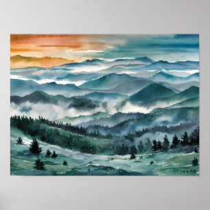Blue Ridge Mountains schilderij Blue Ridge Parkway Poster