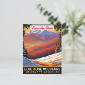 Blue Ridge Mountains Sneeuw Bruiloft Uitnodiging (Staand voorkant)