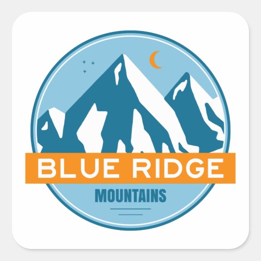 Blue Ridge Mountains sterren Maan Vierkante Sticker (Voorkant)