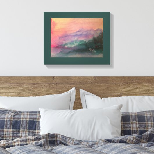 Blue Ridge Mountains Stretched Canvas Afdrukken (Insitu (Slaapkamer))