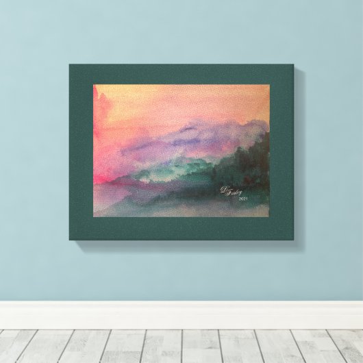Blue Ridge Mountains Stretched Canvas Afdrukken (Insitu (Houten vloer))