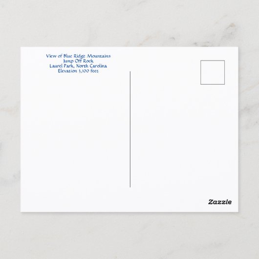 Blue Ridge Mountains Uitzicht Jump Off Rock NC Briefkaart (Achterkant)