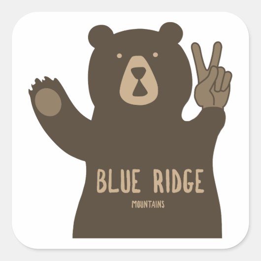 Blue Ridge Mountains Vredesbeer Vierkante Sticker (Voorkant)