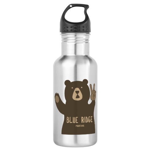 Blue Ridge Mountains Vredesbeer Waterfles (Voorkant)