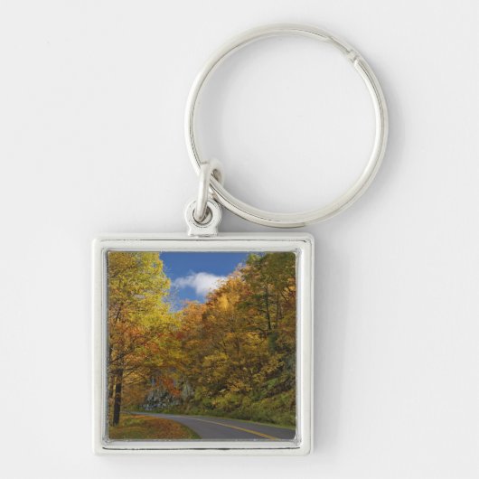 Blue Ridge Parkway die door herfstkleuren stroomt Sleutelhanger (Voorkant)