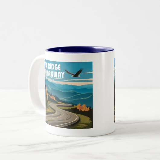 Blue Ridge Parkway Eagle Tweekleurige Koffiemok (Voorkant links)