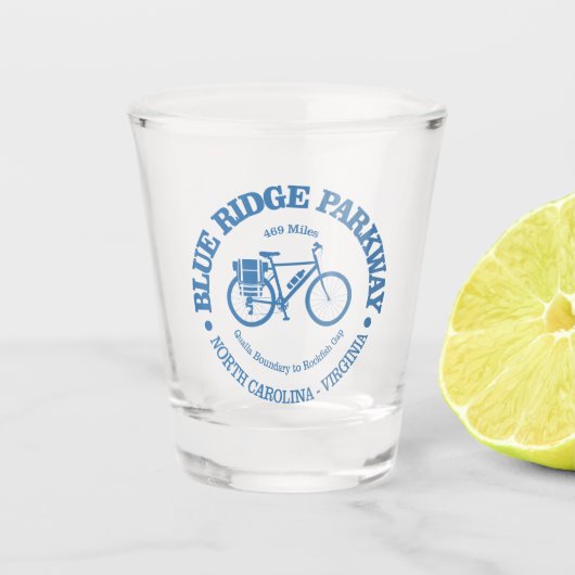 Blue Ridge Parkway (fietsen) Shot Glas (Voorkant)