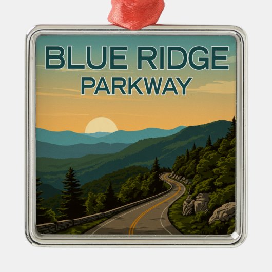 Blue Ridge Parkway Landschap Metalen Ornament (Voorkant)