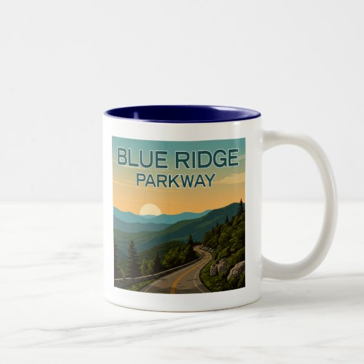 Blue Ridge Parkway Landschap Tweekleurige Koffiemok (Rechts)