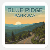 Blue Ridge Parkway Landschap Vierkante Sticker (Voorkant)