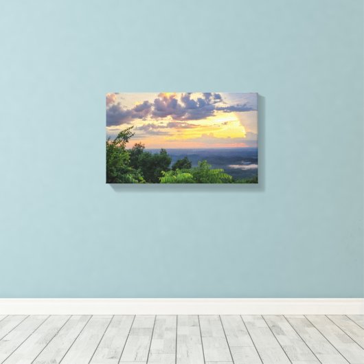 Blue Ridge Parkway - Mountain Sunset 1 Canvas Afdruk (Insitu (Houten vloer))