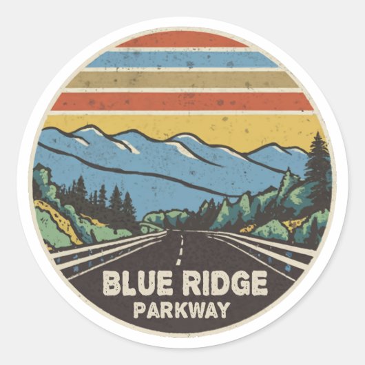 Blue Ridge Parkway Mountains Ronde Sticker (Voorkant)