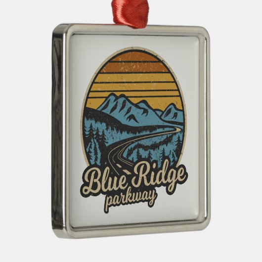 Blue Ridge Parkway Retro Metalen Ornament (Rechts)
