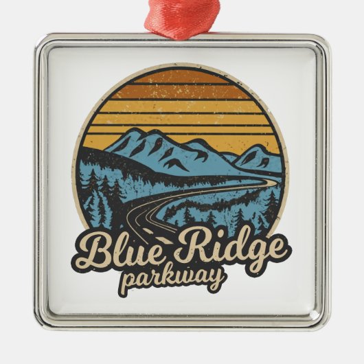 Blue Ridge Parkway Retro Metalen Ornament (Voorkant)