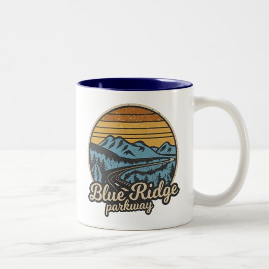 Blue Ridge Parkway Retro Tweekleurige Koffiemok (Rechts)