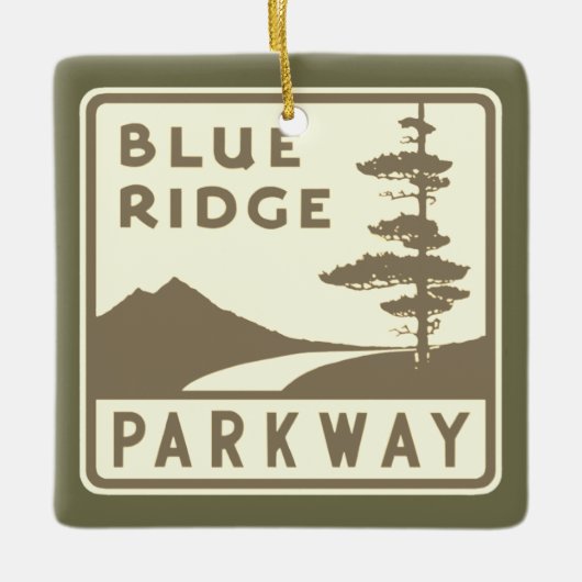 Blue Ridge Parkway shield Keramisch Ornament (Voorkant)