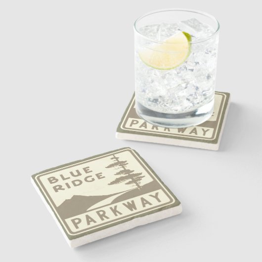 Blue Ridge Parkway shield Stenen Onderzetter (Zijkant)
