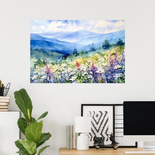 Blue Ridge Scenic Landscape Art Poster (Thuiskantoor)
