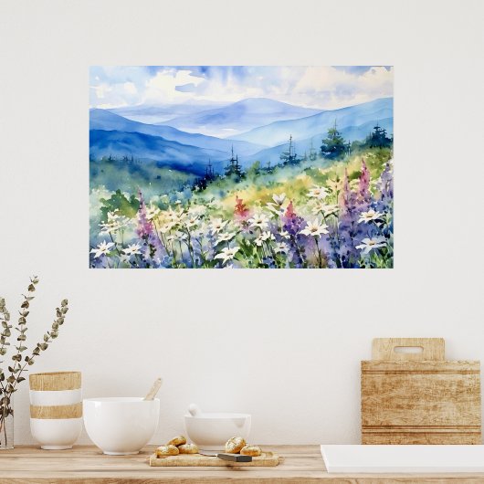 Blue Ridge Scenic Landscape Art Poster (Keuken)
