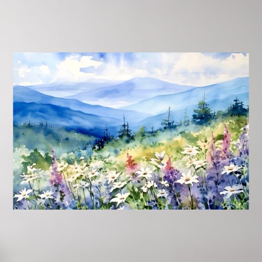 Blue Ridge Schilderachtige Landschapskunst Poster (Voorkant)