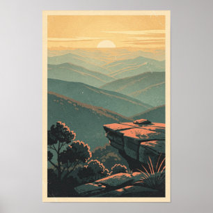 Blue Ridge Sunrise Vintage Reisposter Poster