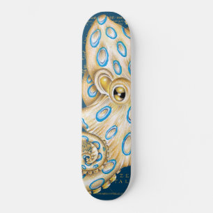 Blue Ring Octopus Indigo  Map Nautical Persoonlijk Skateboard