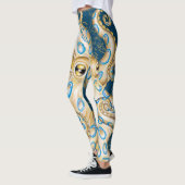 Blue Ring Octopus Indigo Vintage Map Nautical Leggings (Links)