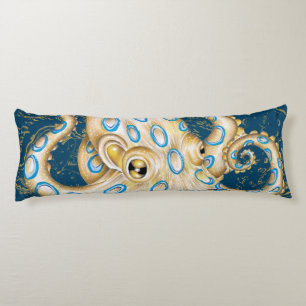 Blue Ring Octopus Indigo Vintage Map Nautical Lichaamskussen