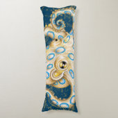 Blue Ring Octopus Indigo Vintage Map Nautical Lichaamskussen (Voorkant Verticaal)