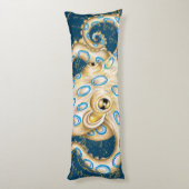 Blue Ring Octopus Indigo Vintage Map Nautical Lichaamskussen (Achterkant (Verticaal))