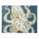 Blue Ring Octopus Indigo Vintage Map Nautical Notitieblok (Voorkant)