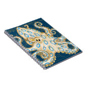 Blue Ring Octopus Indigo Vintage Map Nautical Notitieboek (Rechterzijde)