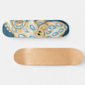 Blue Ring Octopus Indigo Vintage Map Nautical Persoonlijk Skateboard (Horizontaal)