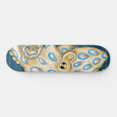 Blue Ring Octopus Indigo Vintage Map Nautical Persoonlijk Skateboard (Horizontaal)