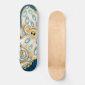 Blue Ring Octopus Indigo Vintage Map Nautical Persoonlijk Skateboard (Voorkant)