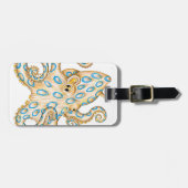 Blue ring Octopus on White Ink Bagagelabel (Voorkant horizontaal)