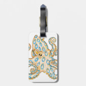 Blue ring Octopus on White Ink Bagagelabel (Achterkant verticaal)
