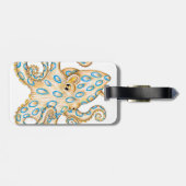 Blue ring Octopus on White Ink Bagagelabel (Achterkant horizontaal)